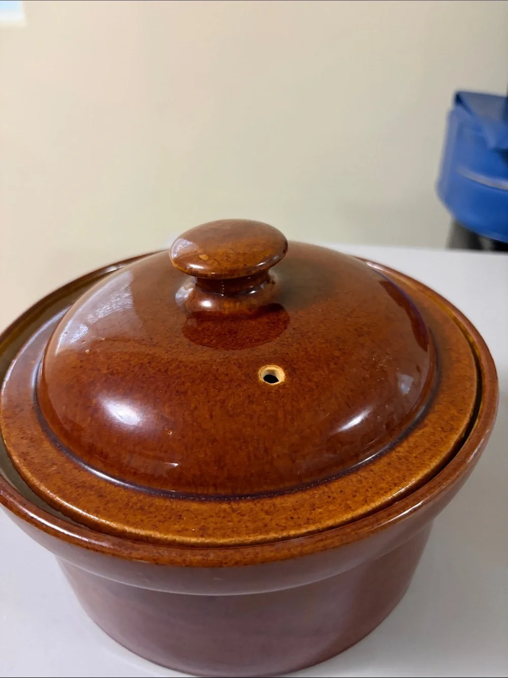 Vintage Brown Ceramic Covered Casserole Dish